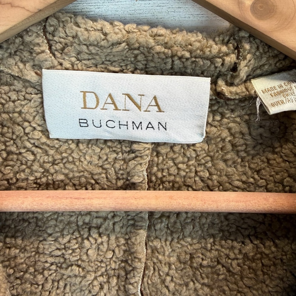 Dana Buchman Shearling Long Coat 10 Boho Rustic Toggle Faux Suede Penny Lane - Picture 13 of 15